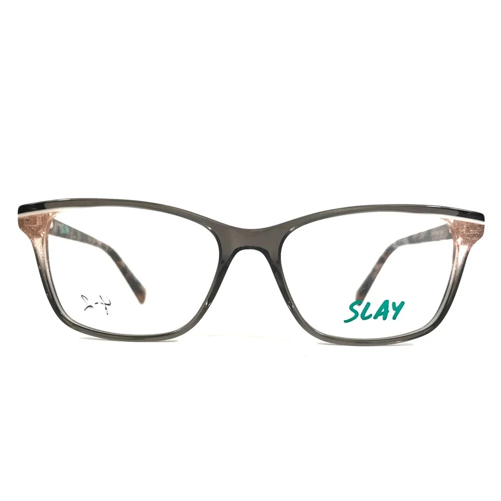 Slay Eyeglasses Frames SL002 GRY Gray Tortoise Cat Eye Full Rim 52-16-135